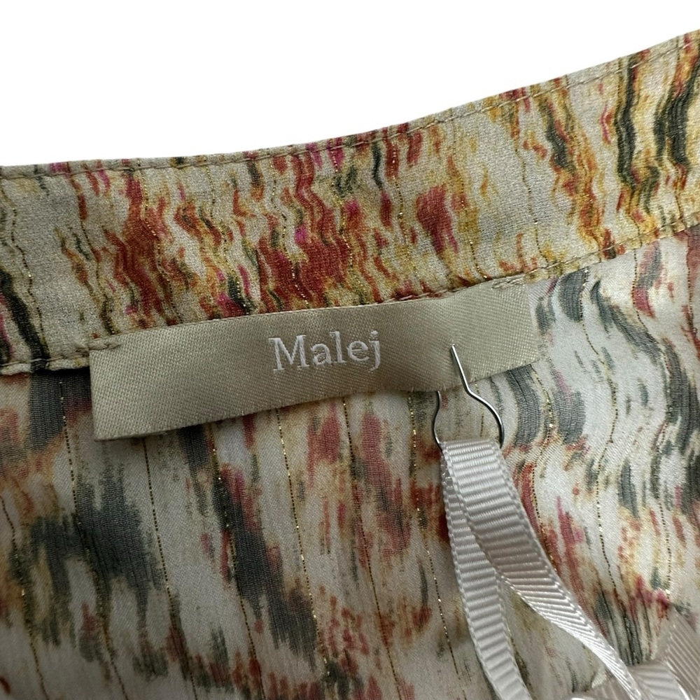 NWT Malej Silk Printed Metallic Long Sleeve midi Dress EU 34-36 - Picture 9 of 15